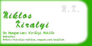 miklos kiralyi business card